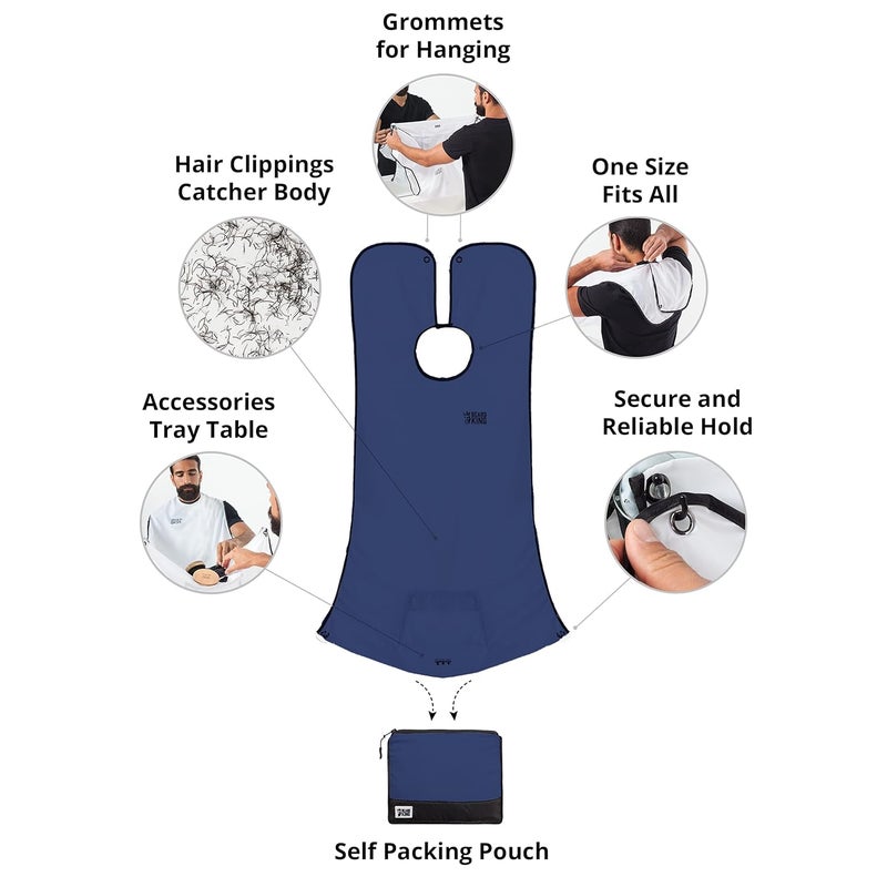 BEARD KING Beard Bib Apron - As Seen on Shark Tank – Gifts for Him, Stocking Stuffers for Men, Mens Gift, Blue - Image 4